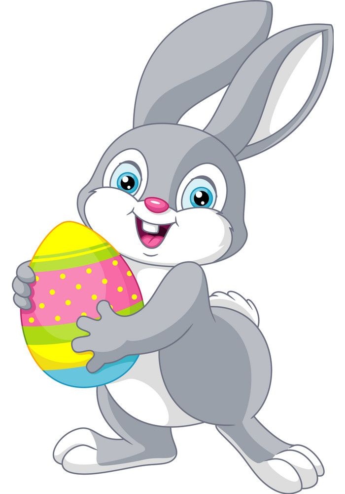 Grey Bunny Holding Egg