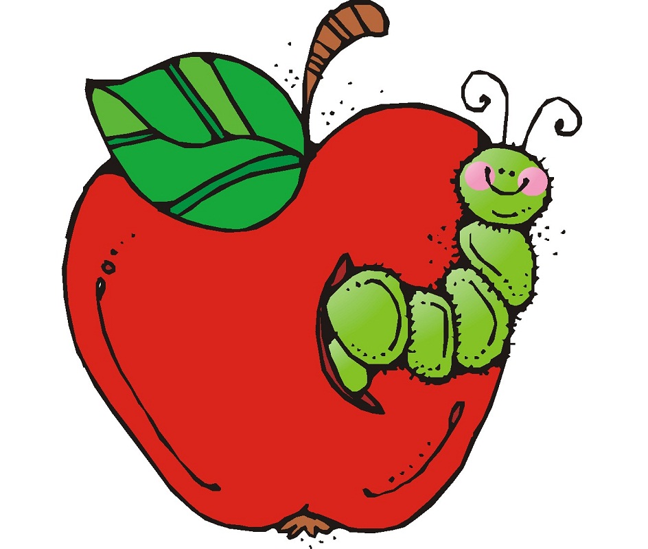 fat worm in apple