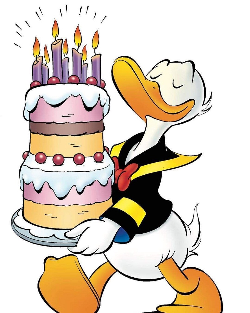 Donald and birthday cake