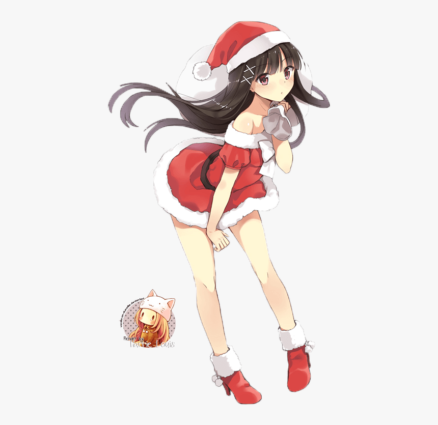 Anime Girl with Santa Hat Png