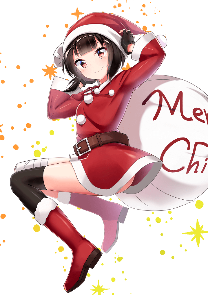 Anime Girl with Santa Hat png free