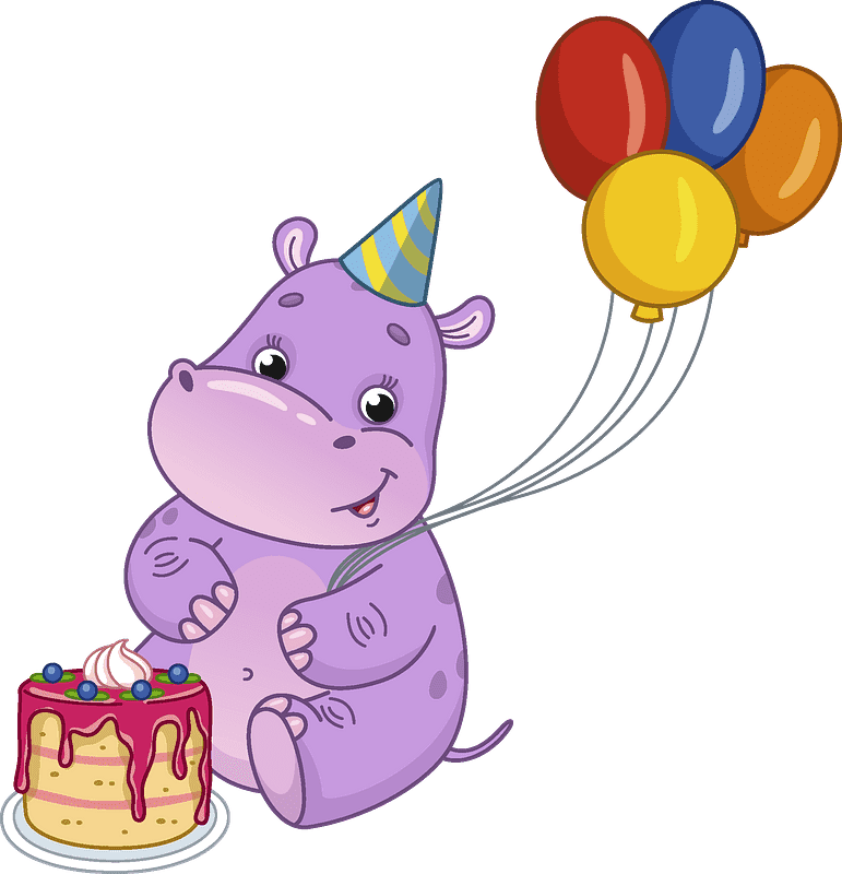 Birthday Hippo clipart