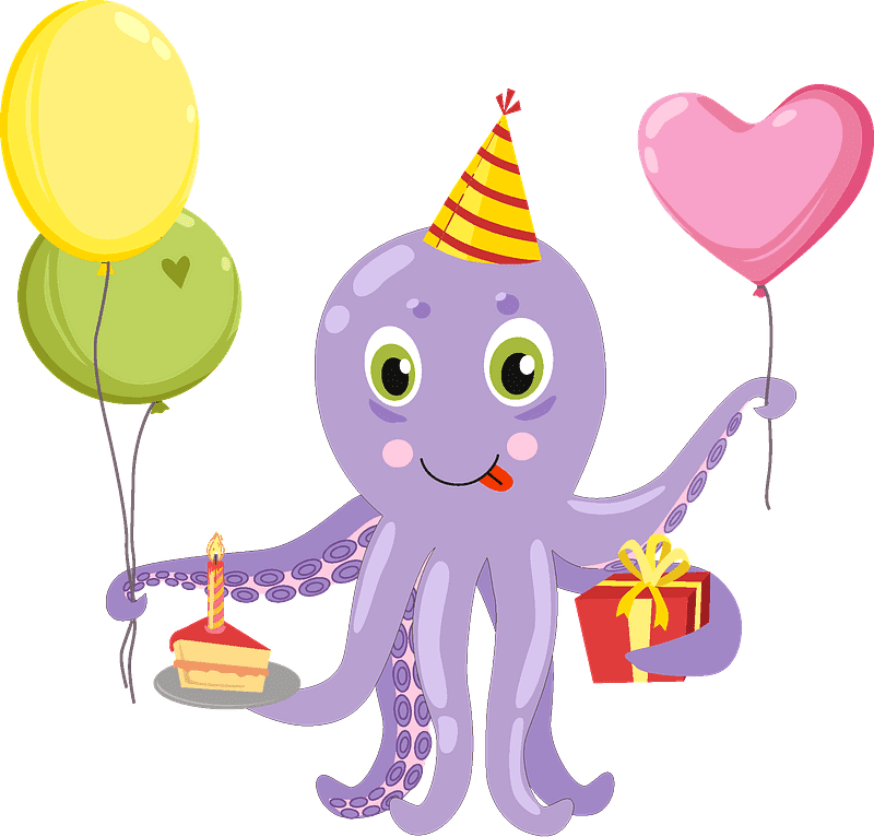 Birthday Octopus clipart