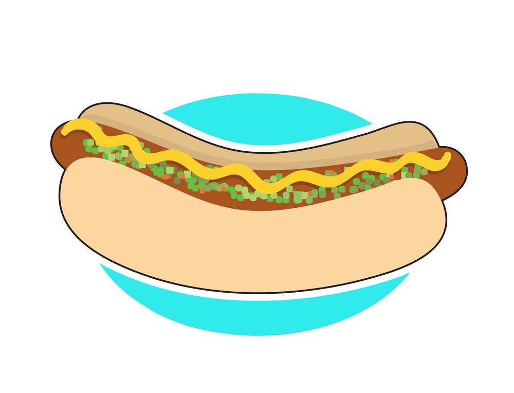 Hot dog on blue plate