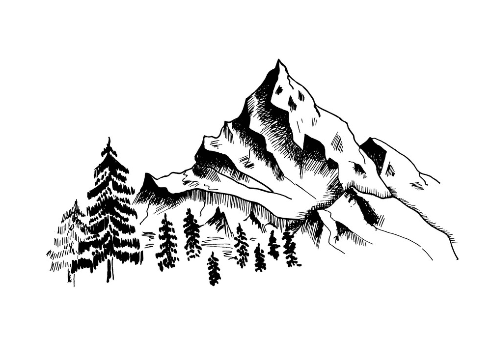 Mountain Clipart Black and White png free