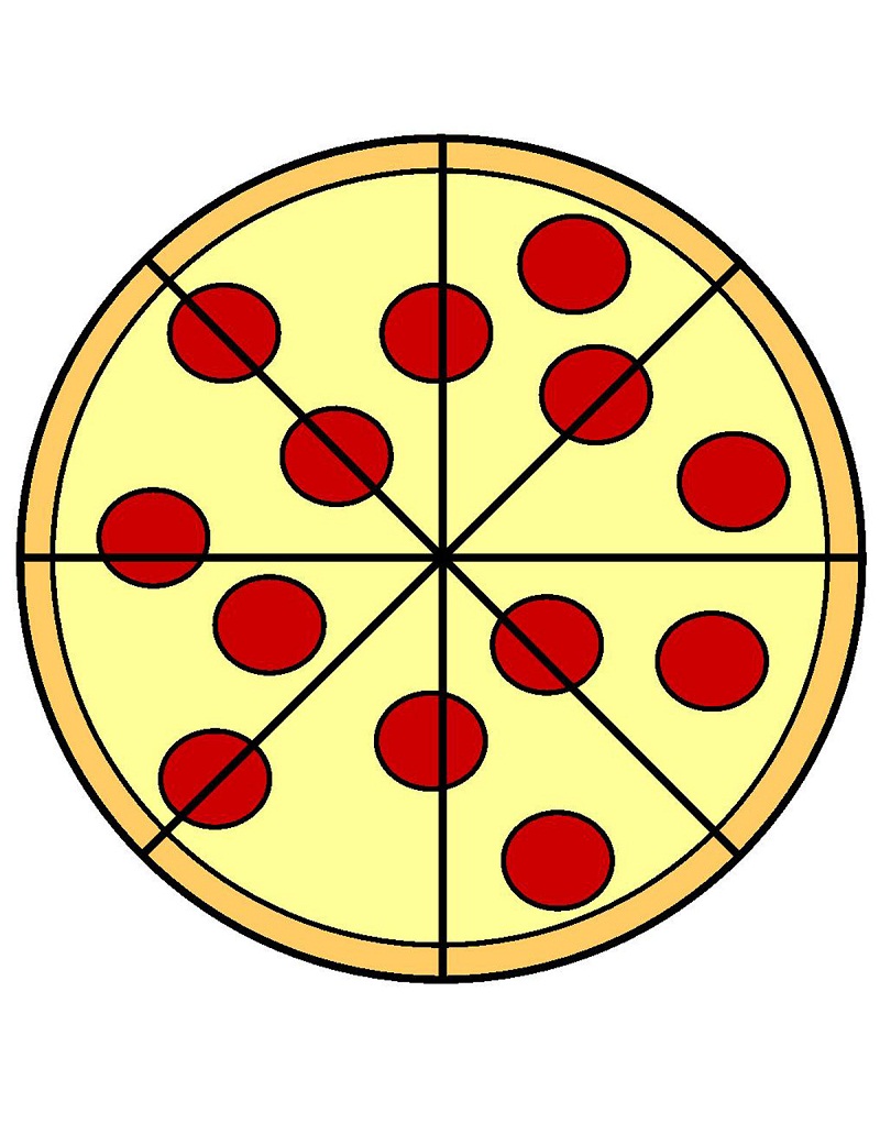 simple pizza with eight slices