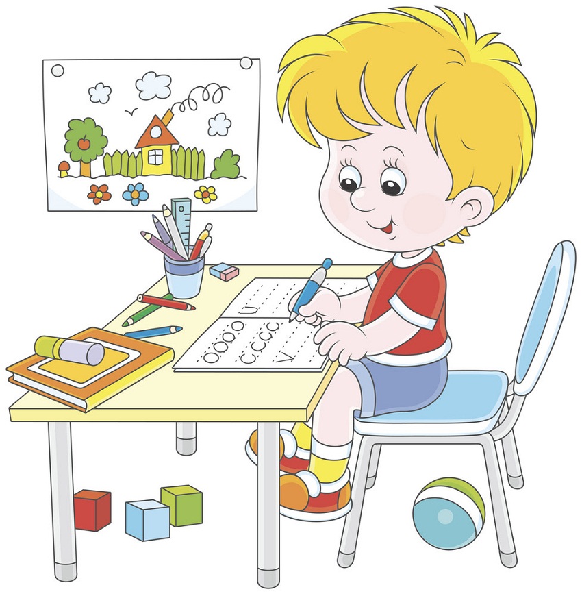 a boy doing homework