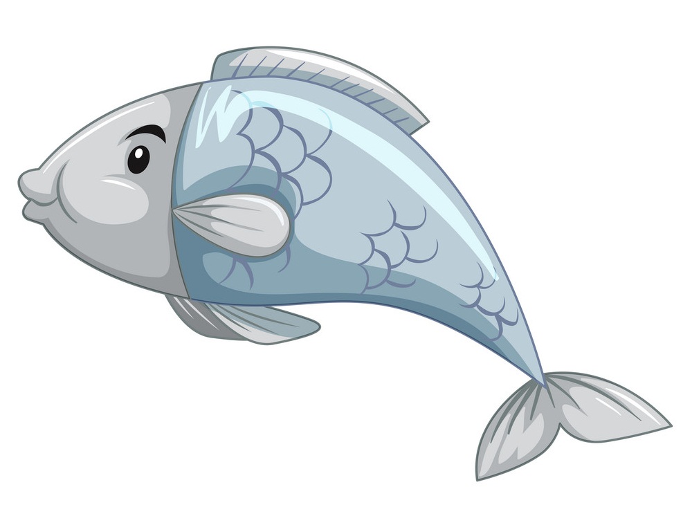 A cartoon simple fish