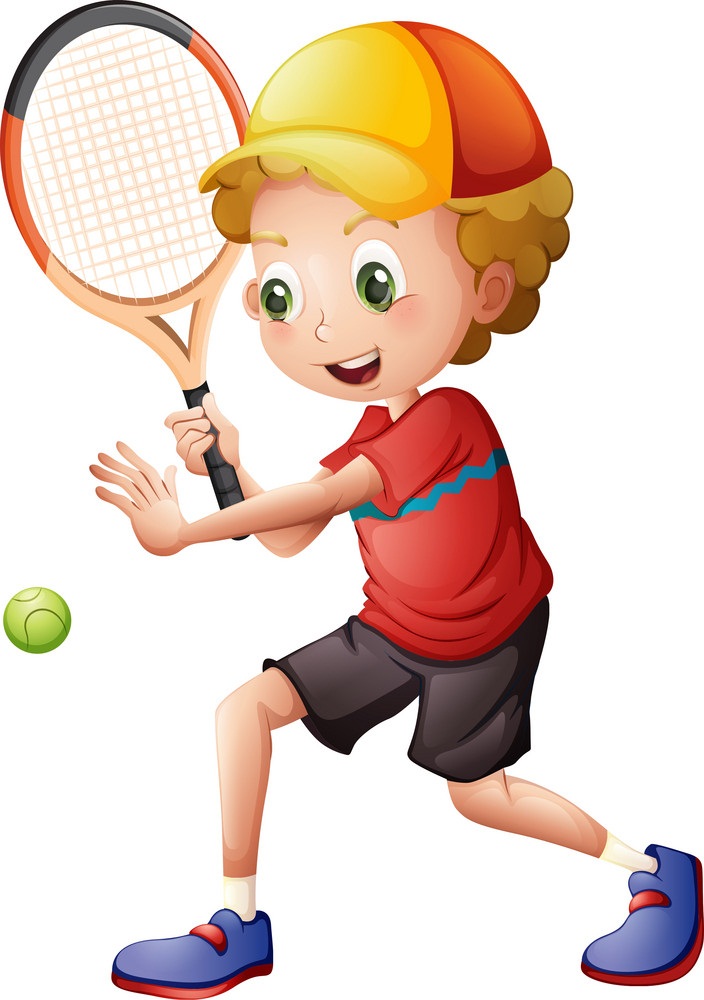 a cute little boy playing tennis