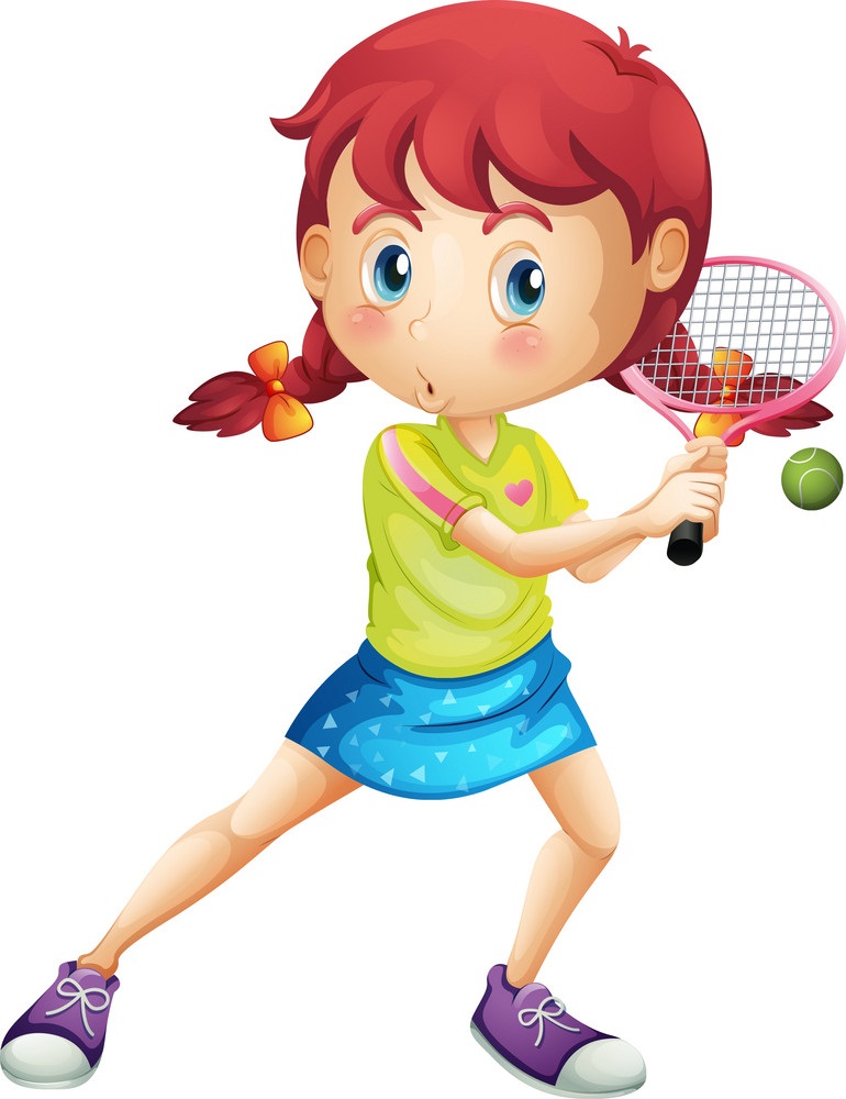 a young girl playing tennis