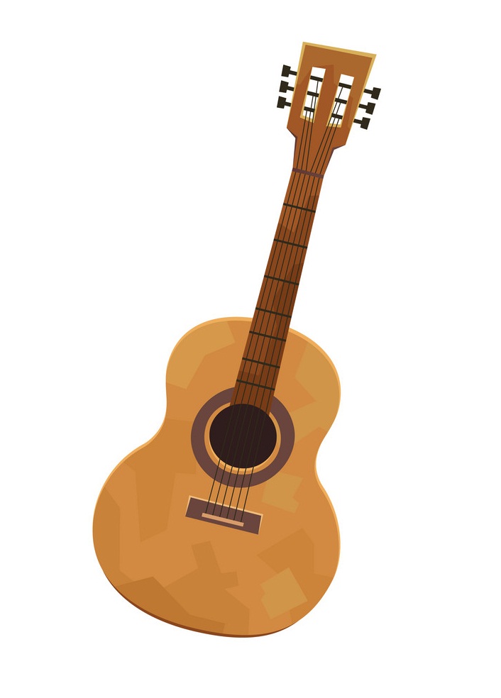 Vector of acoustic guitar in cartoon style isolated