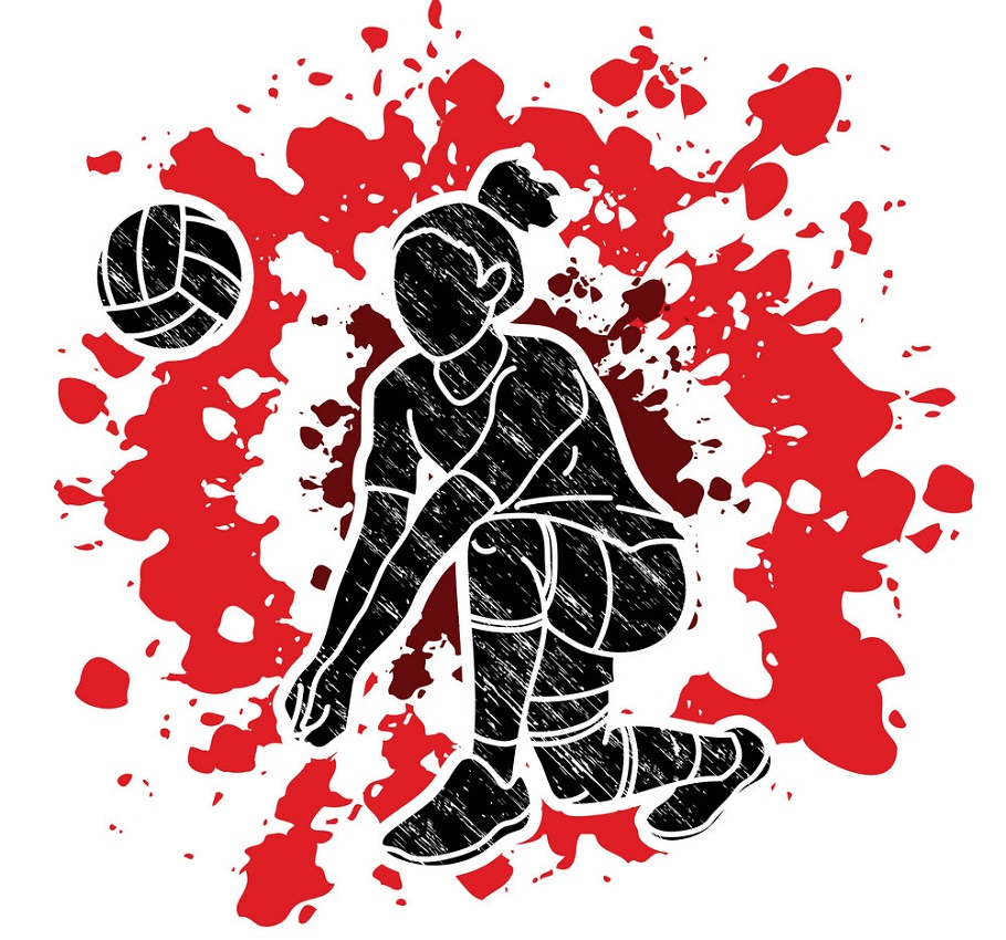 action woman playing volleyball graphic