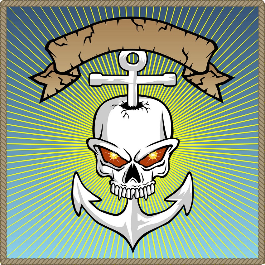 anchor skull with banner