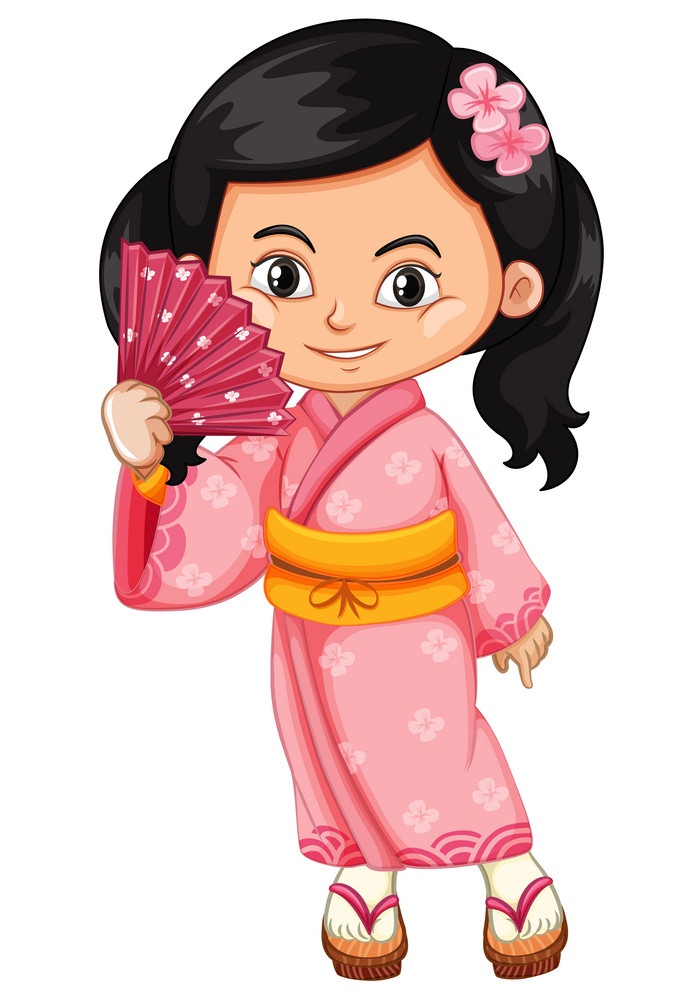 Asian girl wearing kimono