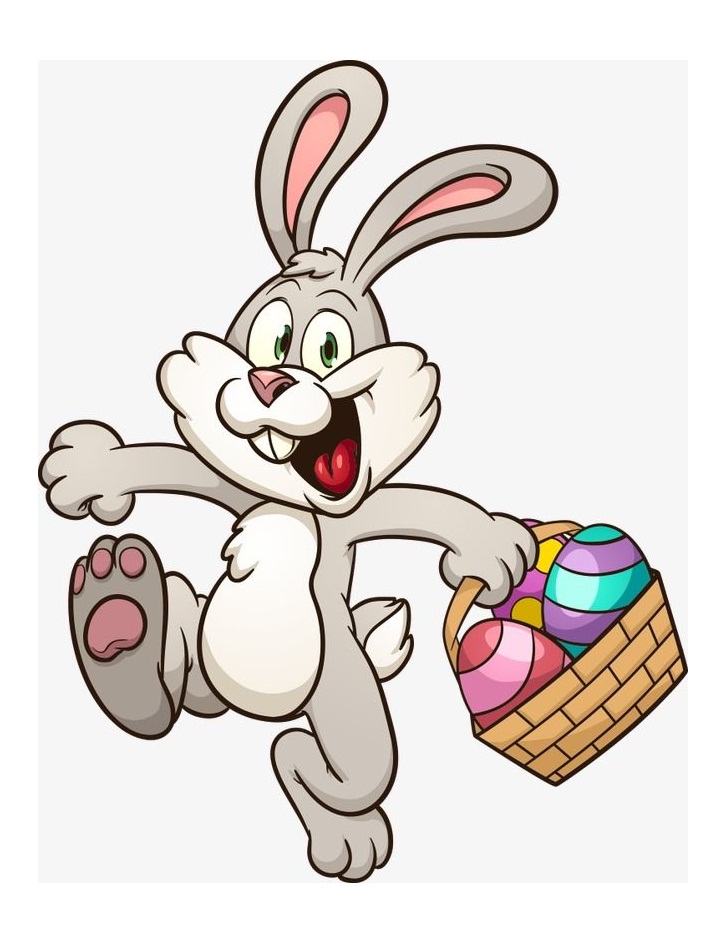 Happy Easter Bunny with Eggs Basket