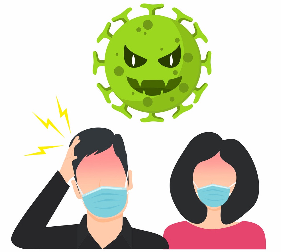 COVID-19 coronavirus 2019-nCoV concept. man and woman wear surgical masks Vector illustration