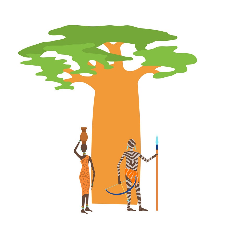 baobab with natives