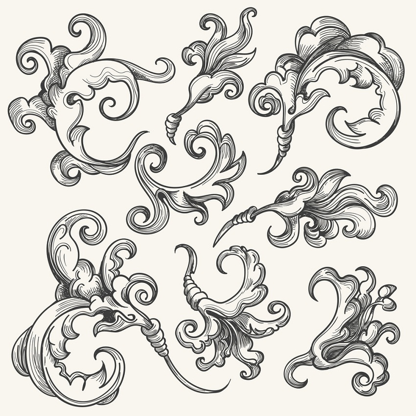 baroque swirl design element