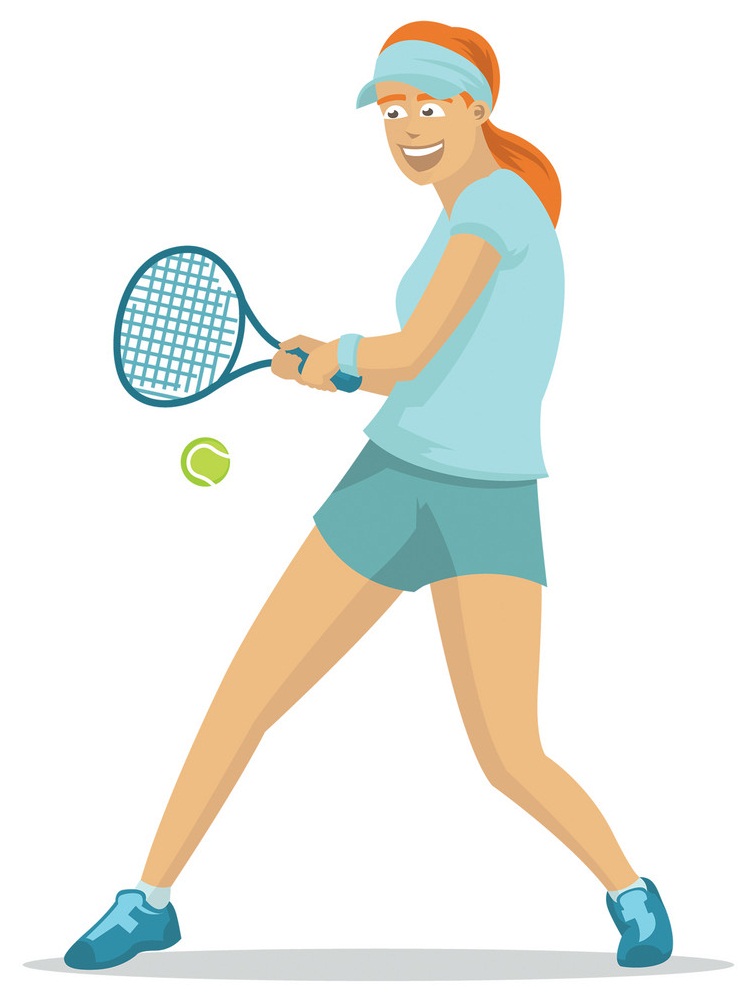 happy lady playing tennis