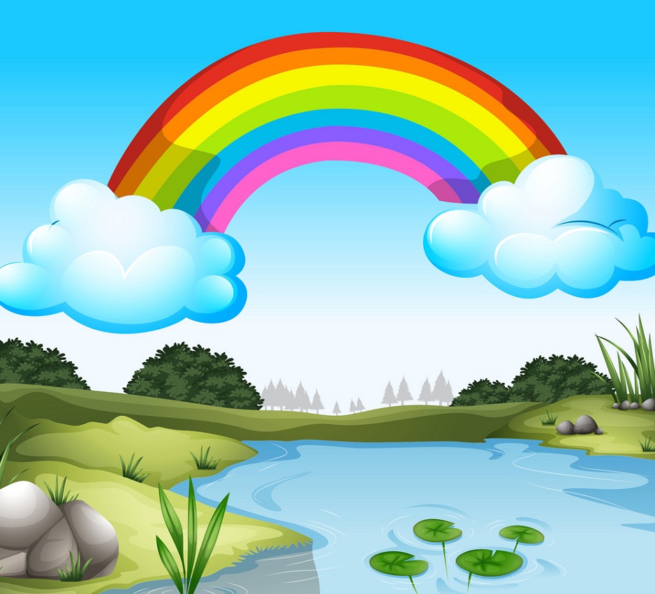 beautiful scenery with rainbow