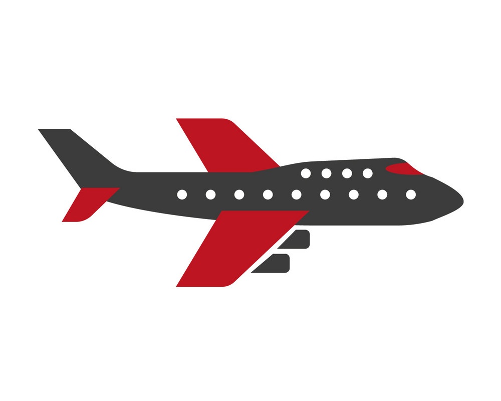 black and red colored airplane