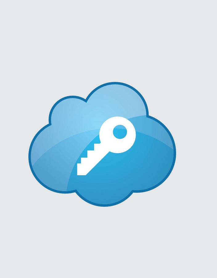 blue cloud key icon
