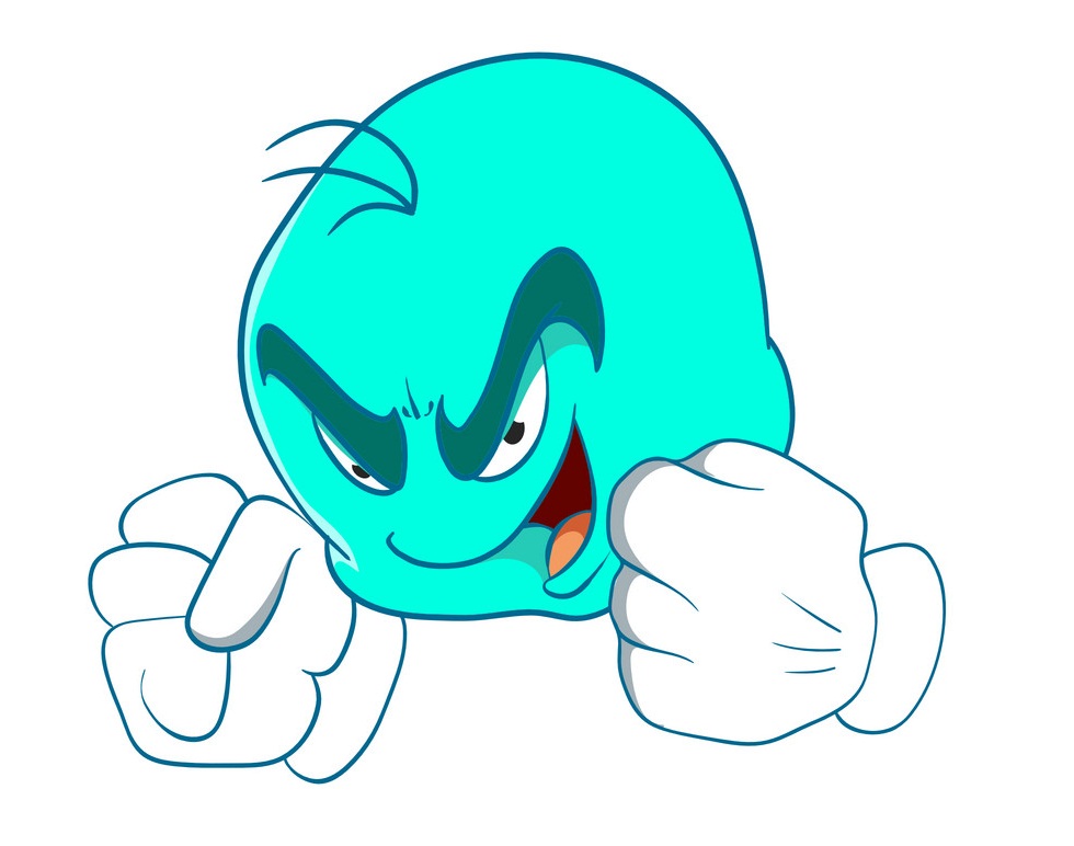 blue emoji in fighting pose