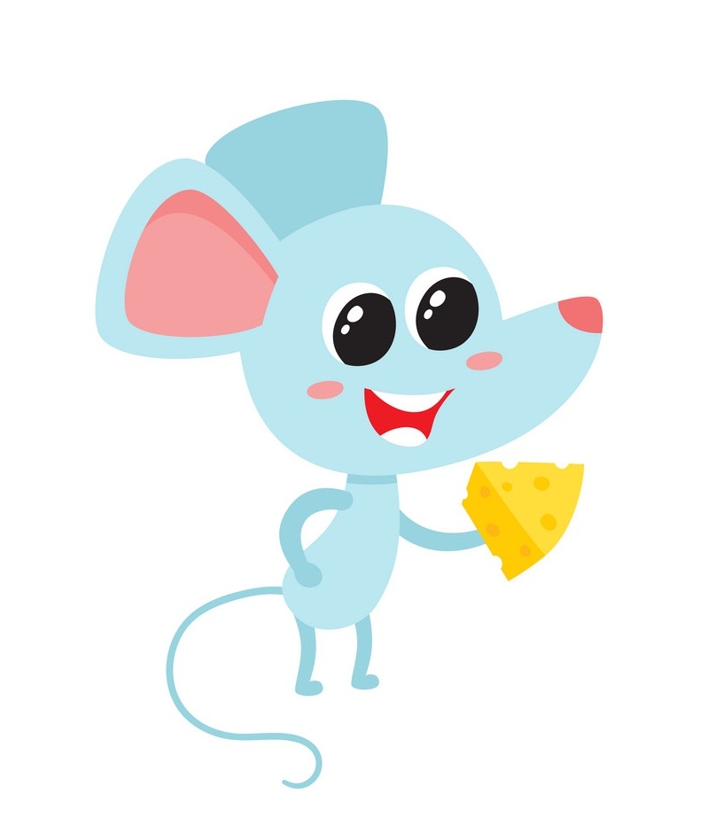 blue mouse with cheese