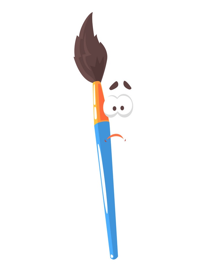blue paint brush with face