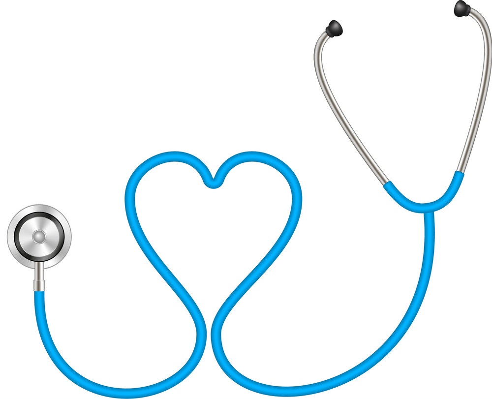 blue stethoscope with heart shape