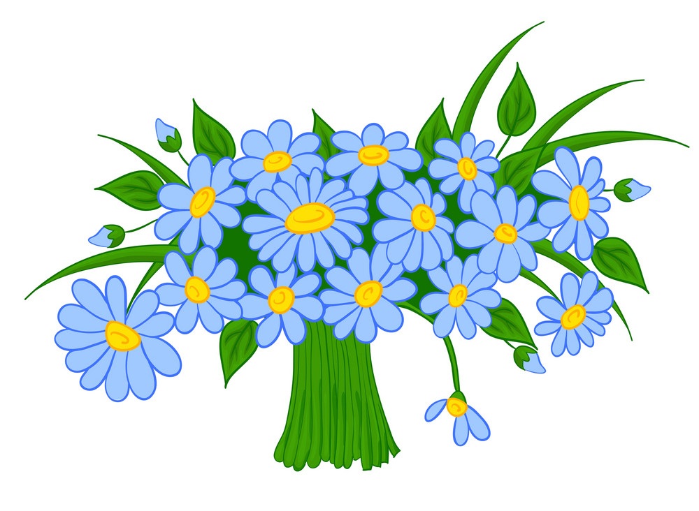 bouquet of blue daisies
