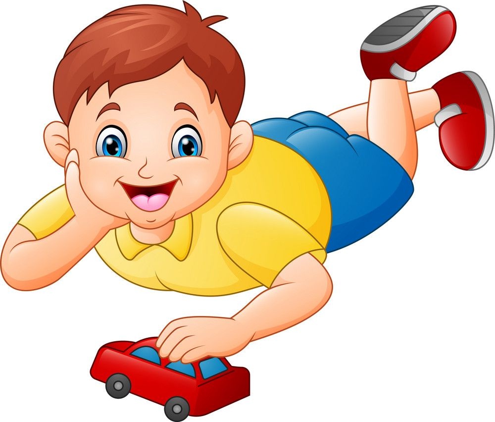 boy playing red toy car
