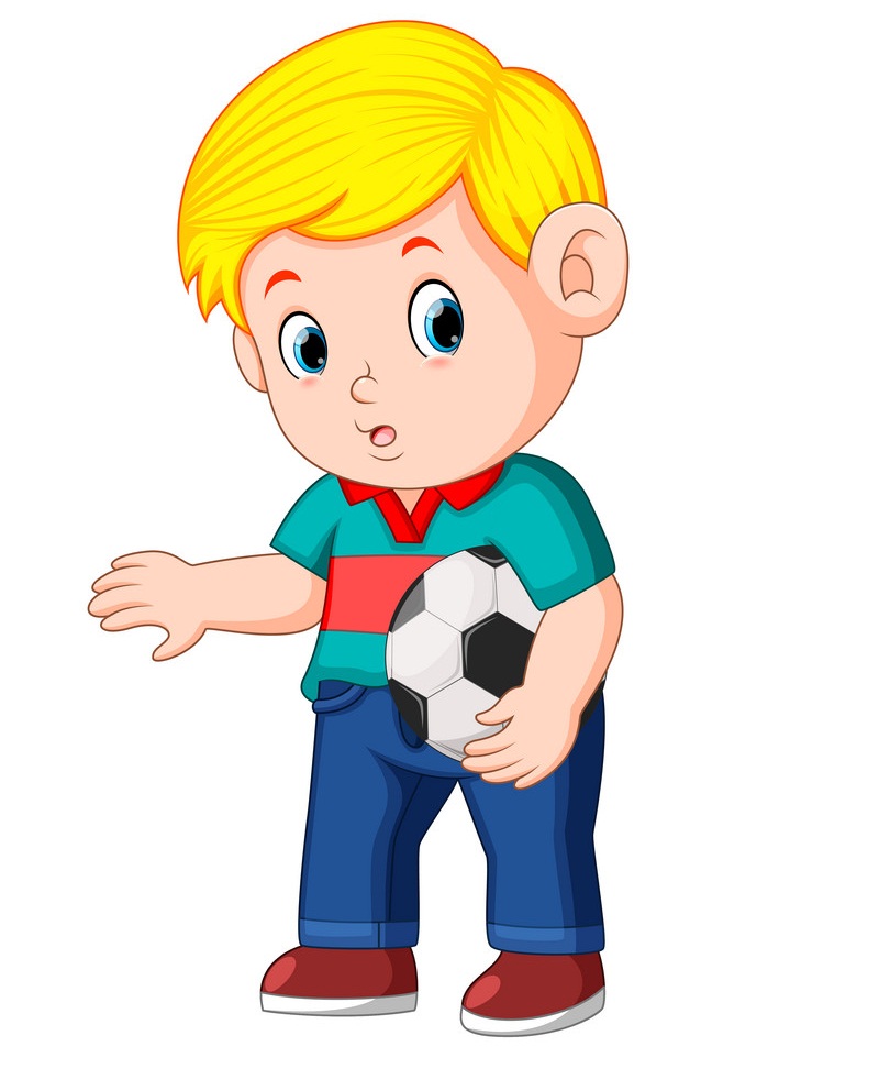 boy standing and holding the ball