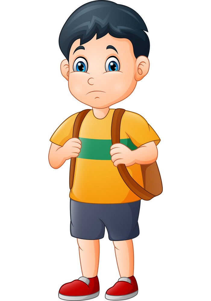 boy with brown backpack
