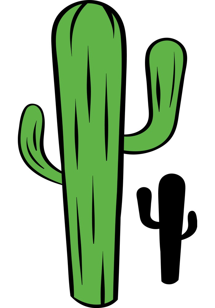Cactus with black shape of cactus