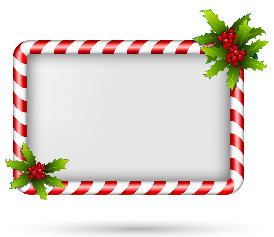 candy cane frame with holly
