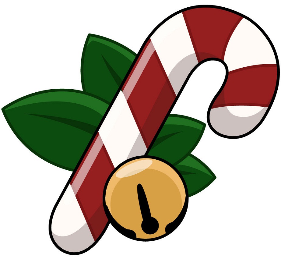 candy cane with bell