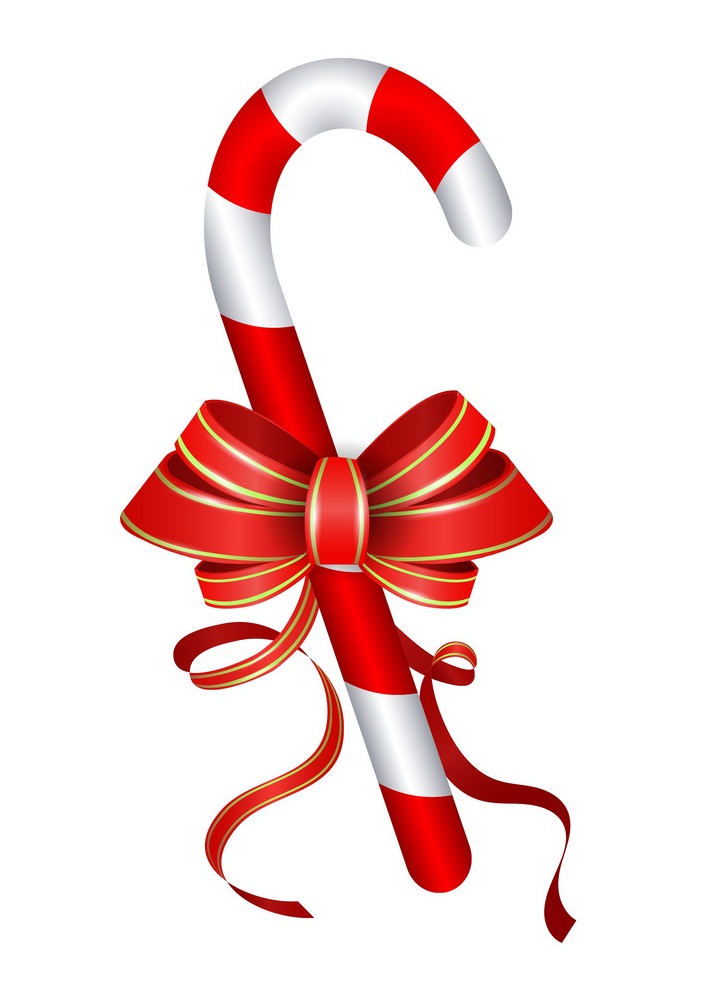 candy cane with red ribbon