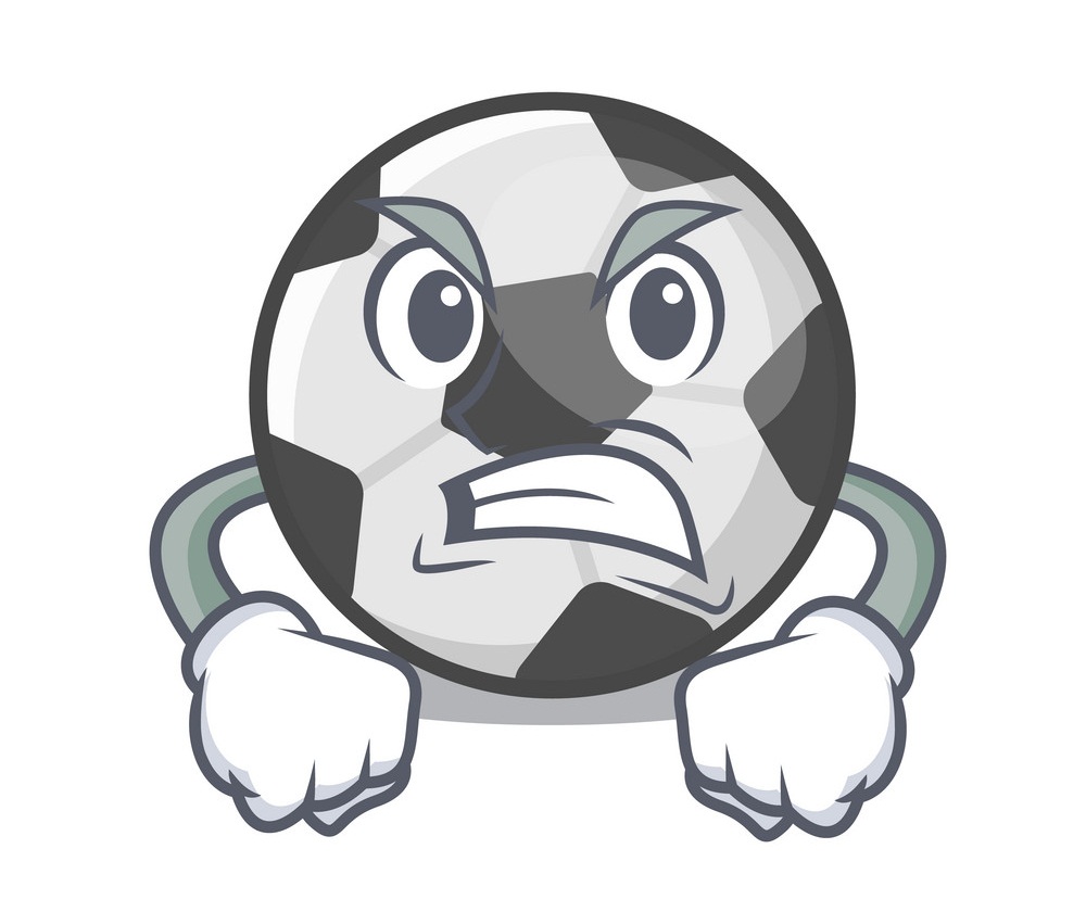 cartoon angry soccer ball