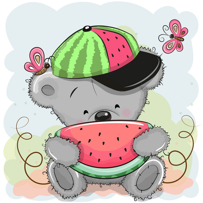 Cartoon Bear with watermelon