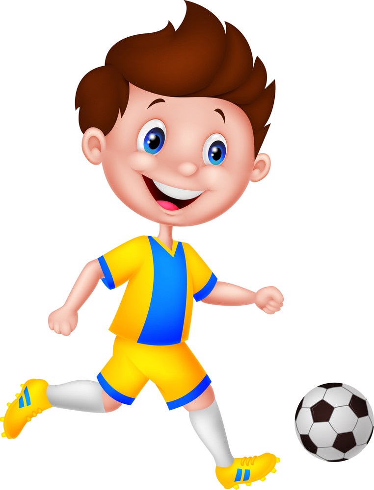 happy boy playing soccer