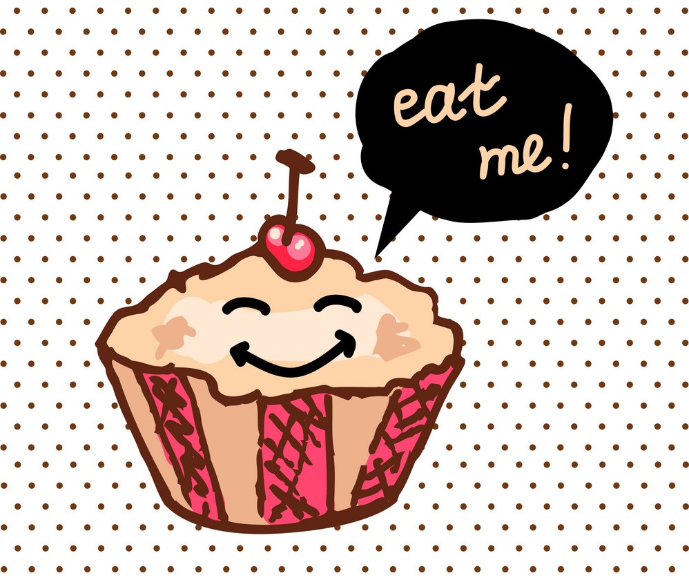 cartoon cupcake says eat me