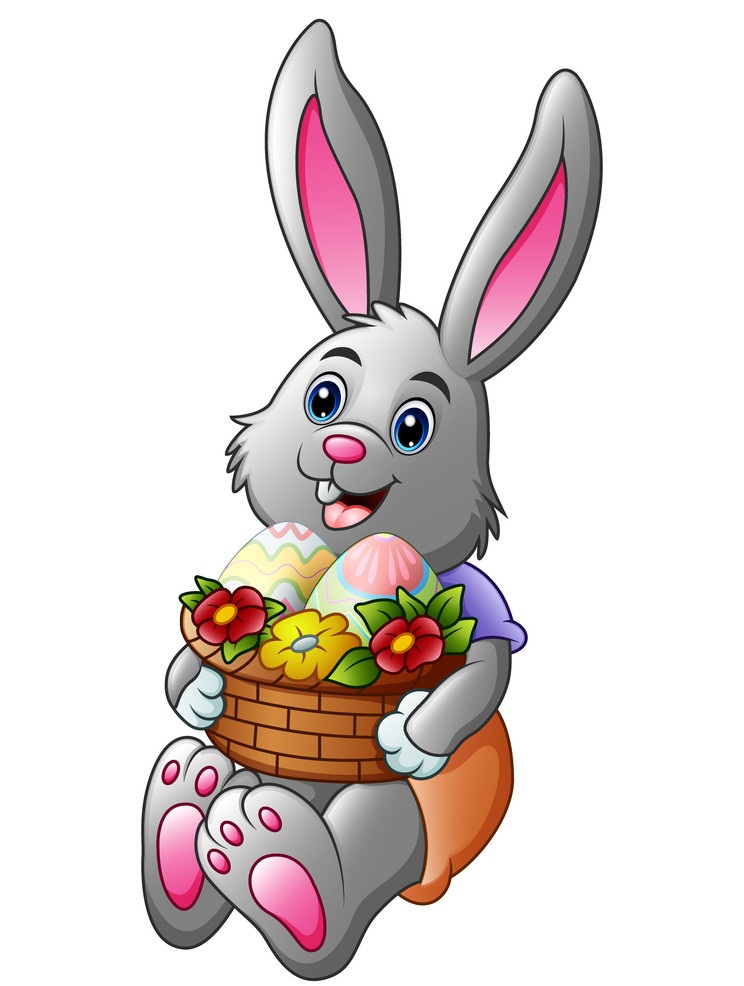 Easter Bunny Holding a Basket of Eggs