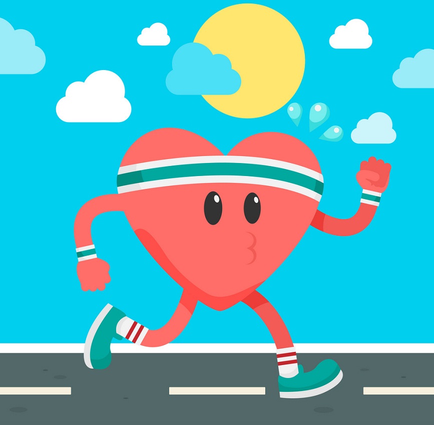 cartoon heart running