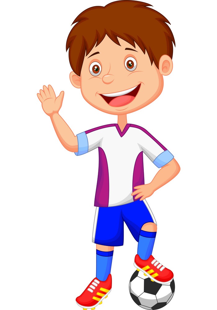 cartoon kid playing soccer