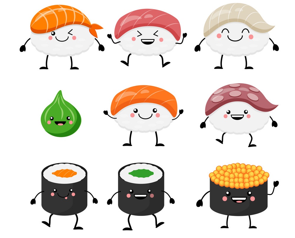 cartoon sushi set