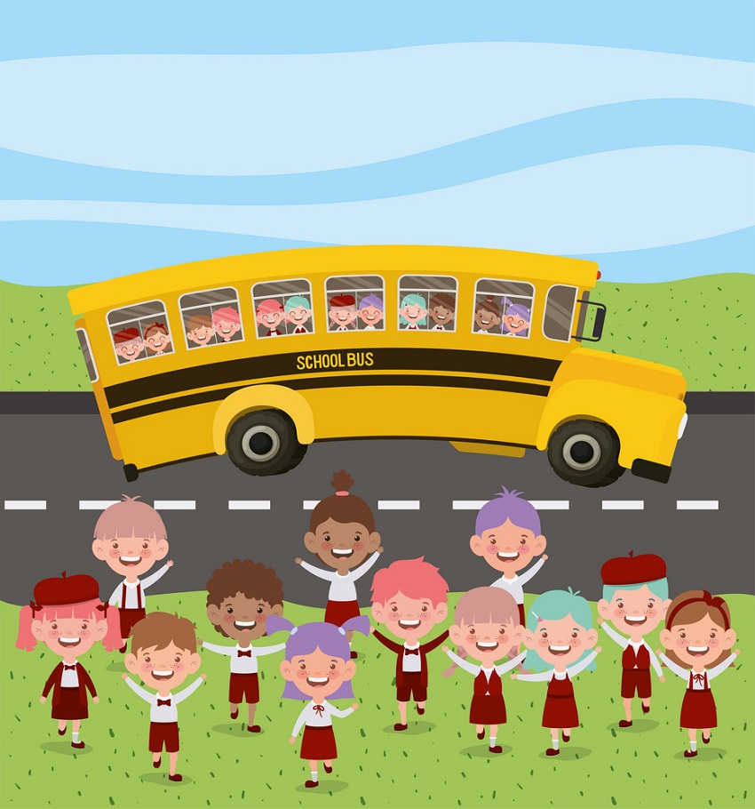 children and school bus