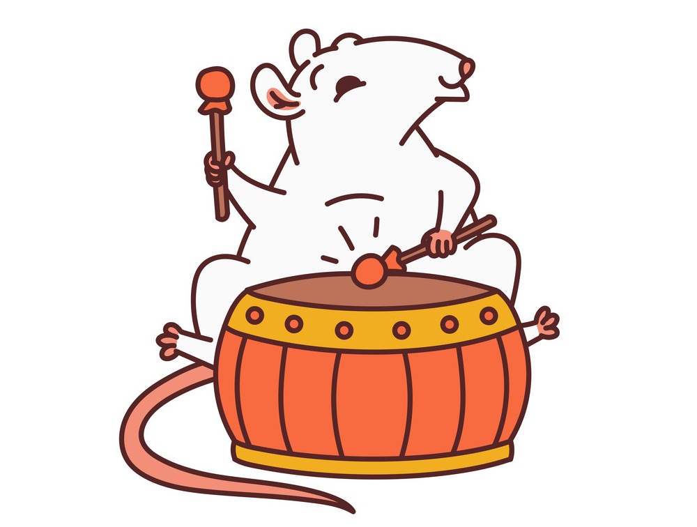 chinese rat playing drum