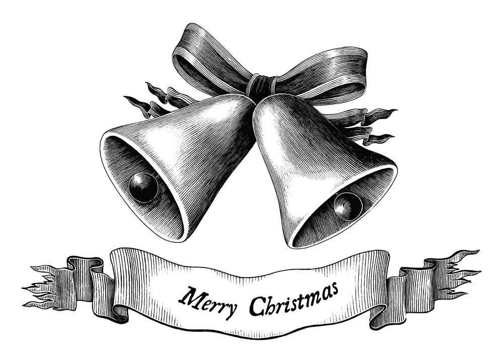 christmas bell clipart black and white