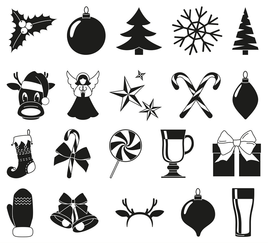 christmas clipart black and white icon